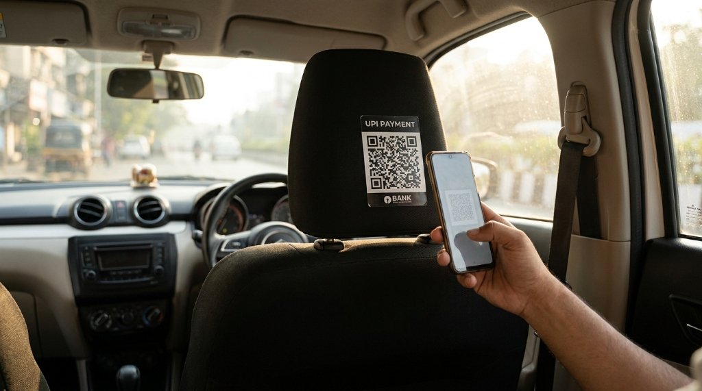 Digital smart QR code profile mockup for cab driver